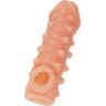 Телесная закрытая насадка с шариками Cock Sleeve Size M - 15,6 см.