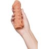 Телесная закрытая насадка с шариками Cock Sleeve Size M - 15,6 см.