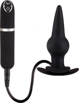 Черная вибровтулка Dash Butt Plug With Mini Controller III - 9 см.