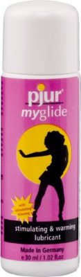 Женский стимулятор-лубрикант pjur MYGLIDE - 30 мл.  Цена 2 273 руб. Этот лубрикант на водной основе способен дать женщине нечто большее, чем комфорт во время сексуального соития. И для этого достаточно нанести немного средства непосредственно на половые органы перед сексом. Один из ингредиентов смазки – натуральный экстракт женьшеня, обладающий стимулирующим и разогревающим эффектами. Он улучшает микроциркуляцию крови половых органов, стимулирует вас на новые секс-свершения. Стимулирующий лубрикант Pjur можно наносить поверх презервативов и секс-игрушек, так как тщательно подобранная формула смазки не разрушает структуру силикона, латекса и других материалов дял изготовления интимных приспособлений. Страна: Германия. Объем: 30 мл.