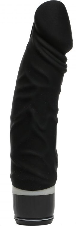 Чёрный силиконовый вибратор-реалистик - 19,5 см.