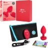 Красный анальный плаг с кристаллом-сердцем Vibrating Heart Shape Jewel Plug M-L