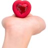 Красный анальный плаг с кристаллом-сердцем Vibrating Heart Shape Jewel Plug M-L