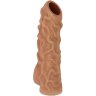 Телесная насадка с венками и открытой головкой Nude Sleeve L - 14 см.