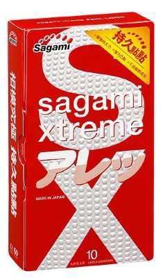 Утолщенные презервативы Sagami Xtreme Feel Long с точками - 10 шт.  Цена 2 020 руб. Длина: 19 см. Долгий секс несмотря на дичайшее возбуждение? Да, да и, ещё раз, да, если вы используете Sagami Xtreme FEEL LONG. Презервативы с утолщёнными стенками (0,09 мм) не дадут вам взорваться наслаждением слишком рано. Точки же на поверхности приблизят оргазм партнёрши. Sagami Xtreme FEEL LONG – удовольствие для двоих, в обязательном порядке! В упаковке - 10 шт. Толщина стенки - 0,09 мм. Страна: Япония. Материал: латекс. Объем: 10 шт.
