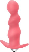 Розовая фигурная анальная вибропробка Spiral Anal Plug - 12 см.
