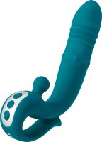 Зеленый вибратор с функцией Up Down и стимулирующим кольцом Mija - 19 см.