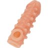 Телесная закрытая насадка с шариками Cock Sleeve Size L - 17,6 см.