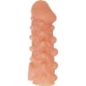 Телесная закрытая насадка с шариками Cock Sleeve Size L - 17,6 см.
