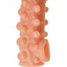 Телесная закрытая насадка с шариками Cock Sleeve Size L - 17,6 см.