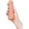 Телесная закрытая насадка с шариками Cock Sleeve Size L - 17,6 см.
