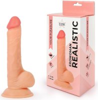 Реалистичный фаллоимитатор Erowoman с мошонкой на присоске