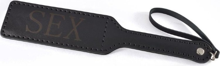 Черная гладкая шлепалка SEX - 35 см.