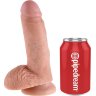 Телесный фаллоимитатор с мошонкой 7 Cock with Balls на присоске - 18 см.