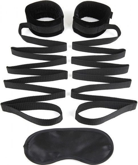 Чёрные манжеты для фиксации на кровати Bondage Bed Strap
