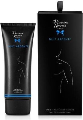 Возбуждающий крем для мужчин Nuit Ardente Creme Performante Plaisirs Secrets - 60 мл. Крем для поддержания эрекции у мужчин. При нанесении на пенис вы почувствуете невероятный прилив мужской силы. Применение крема обеспечивает более часа сексуального наслаждения и сексуальных фантазий, кроме того ваша партнерша также почувствует возбуждающий эффект в области клитора, что усилит удовольствие обоих партнеров. glycerin, aqua-20, propylene glycol, aroma, ethyl menthane carboxamide, carbomer, aspartam, vanillyl butyl ether. Страна: Франция. Объем: 60 мл.