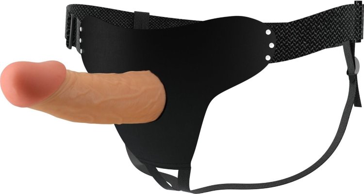 Телесный полый мужской страпон Stark - 17,5 см.