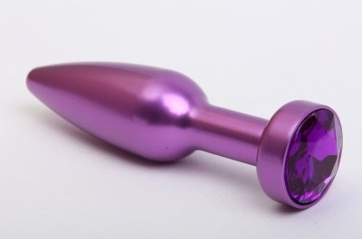 Фиолетовая анальная пробка с фиолетовым стразом - 11,2 см.  Цена 2 257 руб. Длина: 11.2 см. Диаметр: 2.9 см. Металлическая анальная пробка с ограничительным основанием и кристаллом. Страна: Китай. Материал: металл.