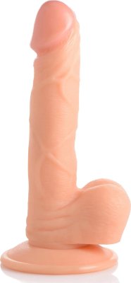 Телесный фаллоимитатор 6.5 Dildo with Balls - 19 см. Длина: 19 см. Диаметр: 3.8 см. Яркий фаллос, который покоряет своим цветом и внешним видом с первого взгляда. Нежная головка, упругий ствол с рельефом из вен и складок, мясистая мошонка - этим красавцем можно просто любоваться. Но все эти элементы совсем не для красоты. Головка такой формы обеспечивает комфортное проникновение, натуральный рельеф хорошо промассирует каждый сантиметр вагины, а мошонка добавит стимуляции клитору при каждом глубоком проникновении и гарантирует, что фаллос не проникнет глубже. Крепкая присоска в основании освободит руки для шалостей и даст возможность поэкспериментировать с позами. Просто закрепите член на подходящей поверхности под желаемым углом. Фаллоимитатор сделан из качественного материала безопасного для здоровья. Не содержит в составе вредных веществ и не вызывает аллергических реакций. Рабочая длина - 13,3 см. Страна: Китай. Материал: поливинилхлорид (ПВХ, PVC).