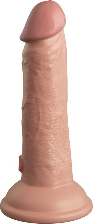 Телесный вибратор-реалистик на присоске 6 Vibrating Silicone Dual Density Cock - 17,8 см.