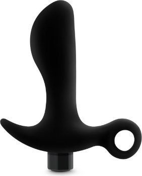 Черный анальный вибратор Silicone Vibrating Prostate Massager 01 - 10,8 см.