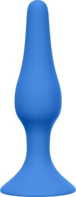 Синяя малая анальная пробка Slim Anal Plug Small - 10,5 см.  Цена 714 руб. Длина: 10.5 см. Диаметр: 2.5 см. Откройте новые ощущения с анальной пробкой Slim Anal Plug! Она выполнена из высококачественного медицинского силикона. Этот материал является одним из наиболее гигиеничных, служит максимально долго и прост в уходе. Игрушка разработана специально для новичков в области анальных удовольствий. Узкий кончик максимально облегчает ввод, а ограничительное основание в виде присоски делает ее безопасной в использовании и позволяет надежно закреплять на плоских поверхностях. Рабочая длина - 9 см. Страна: Россия. Материал: силикон.