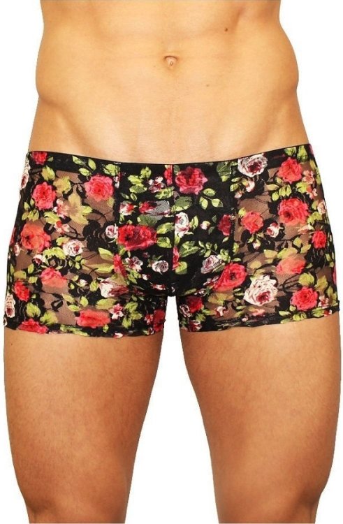 Мужские трусы-боксеры из сетки с яркими розами Rose Boxer