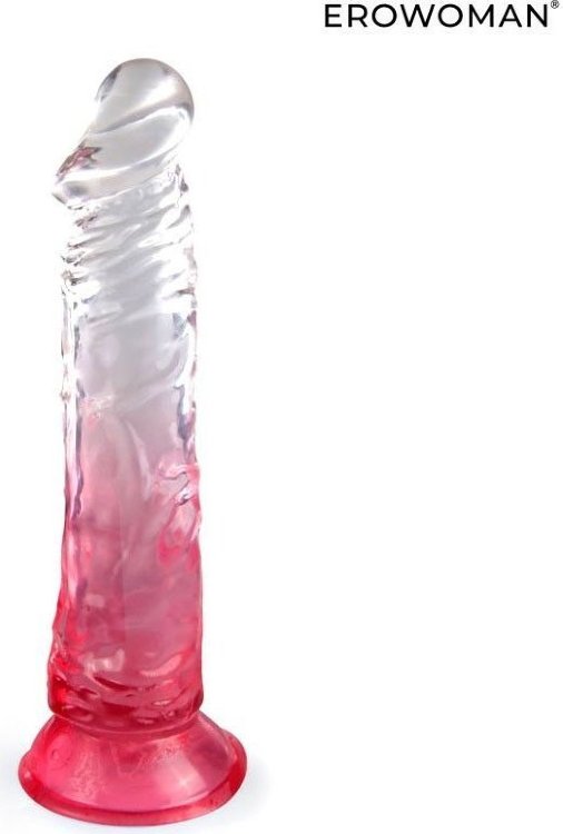 Красный гибкий фаллоимитатор на присоске - 20,5 см.