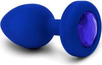 Синяя вибропробка Vibrating Jewel Plug L/XL - 11 см.