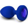 Синяя вибропробка Vibrating Jewel Plug L/XL - 11 см.