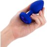 Синяя вибропробка Vibrating Jewel Plug L/XL - 11 см.
