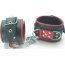 Широкие черные наручники с красным декором  Цена 3 895 руб. - Широкие черные наручники с красным декором
