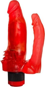 Красный анально-вагинальный вибратор №11 - 15,5 см.