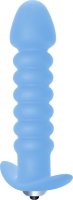 Голубая анальная вибропробка Twisted Anal Plug - 13 см.