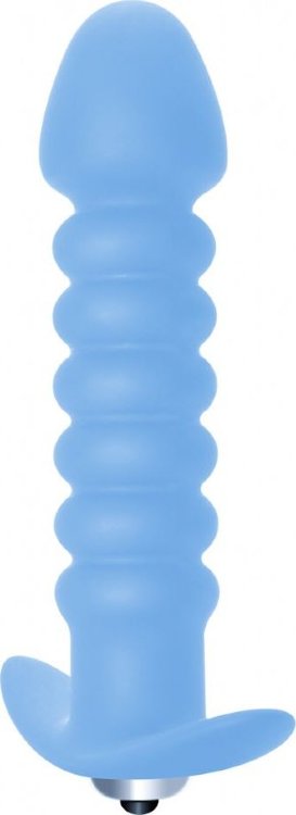 Голубая анальная вибропробка Twisted Anal Plug - 13 см.