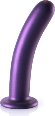 Фиолетовый фаллоимитатор Smooth G-Spot - 17,7 см.  Цена 7 337 руб. Длина: 17.7 см. Диаметр: 3.4 см. Фаллоимитатор изготовлен из высококачественного силикона. Его гладкая поверхность очень приятна наощупь, а форма позволяет эффективно стимулировать зону G/P. Мощная присоска будет надежно удерживать игрушку на гладкой поверхности. Данная серия фаллоимитаторов великолепно держится в трусиках для страпонов. Страна: Китай. Материал: силикон.