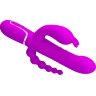 Лиловый вибратор для тройной стимуляции Cammy - 22,2 см.