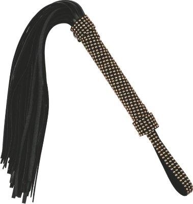 Черная плеть с заклепками на рукояти - 48 см.  Цена 933 руб. Длина: 48 см. Плеть-флогер для ролевых игр поможет забыть обо всем и максимально сосредоточиться на своих ощущениях. Она усилит все чувства, подарит невероятные эмоции обоим партнёрам. Плеть состоит из длинных хвостов и удобной декорированной рукоятки с заклепками и с петлёй. Страна: Китай. Материал: полиуретан.