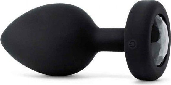 Черная вибропробка Vibrating Jewel Plug XXL - 12 см.