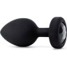 Черная вибропробка Vibrating Jewel Plug XXL - 12 см.