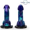 Оригинальный фаллоимитатор с широким фигурным основанием - 19 см.