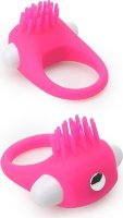 Розовое эрекционное кольцо с щеточкой LIT-UP SILICONE STIMU RING 5