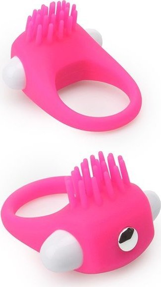 Розовое эрекционное кольцо с щеточкой LIT-UP SILICONE STIMU RING 5
