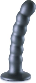 Серый фаллоимитатор Beaded G-Spot - 13,8 см.