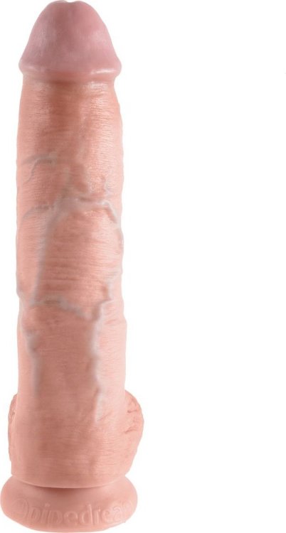 Большой фаллоимитатор с мошонкой 10 Cock with Balls на присоске - 25,4 см.