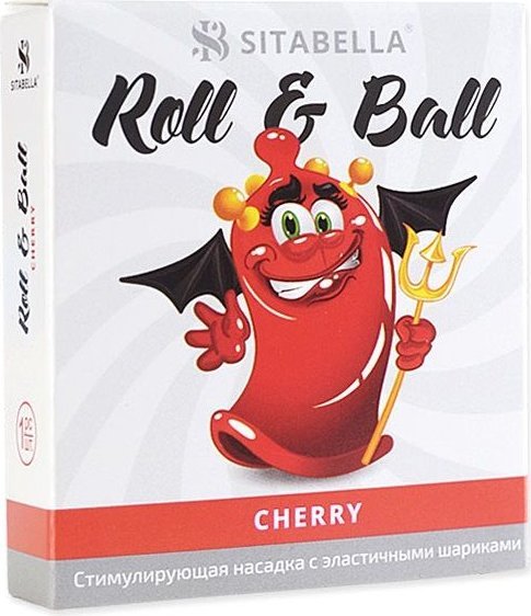 Стимулирующий презерватив-насадка Roll Ball Cherry