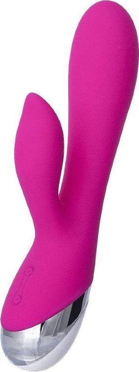 Розовый силиконовый вибратор с клиторальным стимулятором LIA - 19 см.