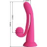 Розовый вибратор на присоске с закрученным клиторальным отростком - 20 см.