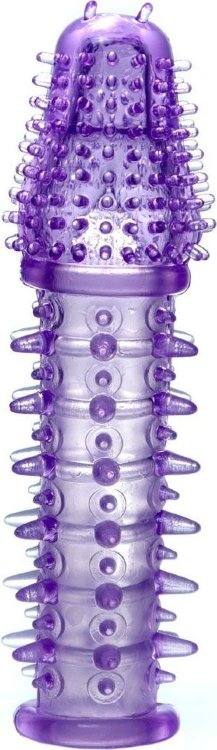 Фиолетовая закрытая насадка на пенис - 13,5 см.