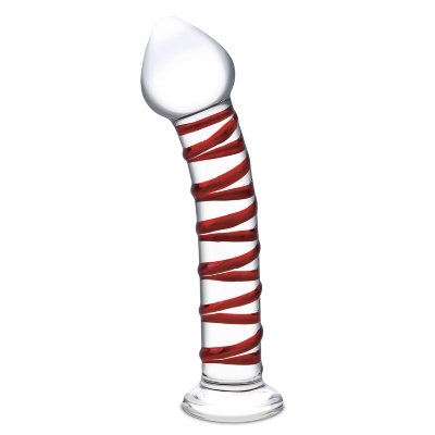 Стеклянный фаллоимитатор с красной спиралью Mr. Swirly - 20,5 см. Длина: 20.5 см. Диаметр: 4.7 см. Красивый фаллоимитатор из прочного боросиликатного стекла, увеличенного размера, с красной массажной спиралью по всему стволу фаллоса и крупной головкой. Фаллоимитатор имеет небольшой изгиб, и вы можете, используя его, воздействовать на точку G у женщин при вагинальном использовании или на точку P у мужчин, при анальном использовании. Страна: Китай. Материал: стекло.